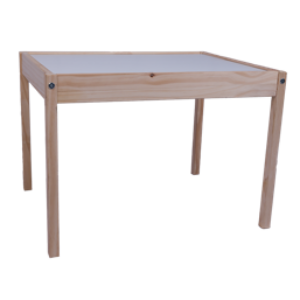 Table pour enfant rectangulaire en bois - blanc et bois naturel