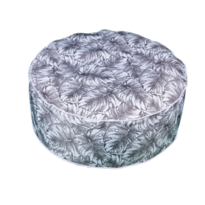 Assise blanche avec coussin gris 19 Pouf feuillages gonflable - blanc et gris
