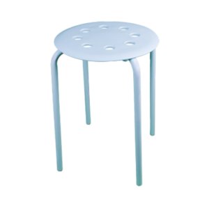 Tabouret en polystyrène et métal - bleu ciel