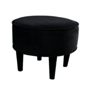 Pouf rond en velours - noir