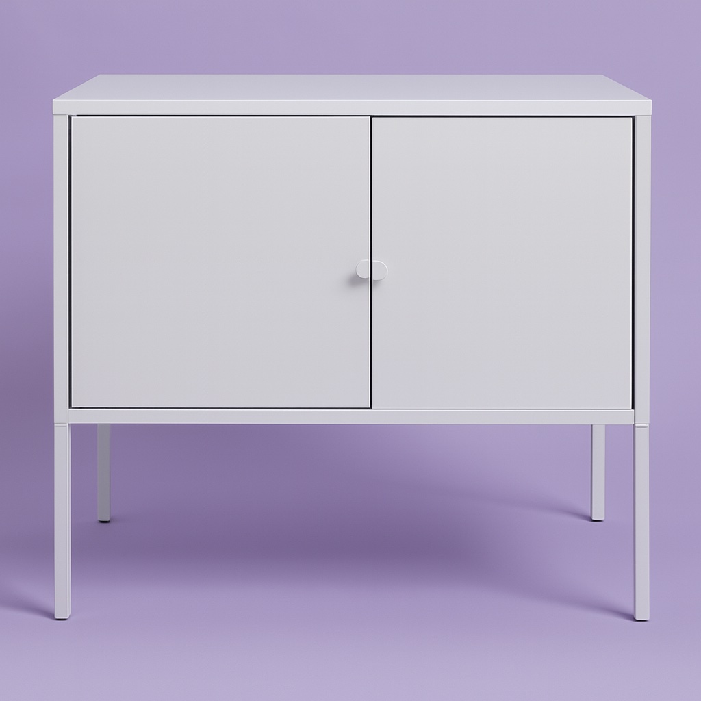 Armoire minimaliste sur fond lavande, agence marketing événementiel suisse