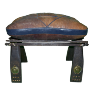 Fauteuil avec dossier en bois - violet 6 Selle de chameau marocaine en cuir et bois