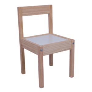 Chaise pour enfant en bois et assise blanche