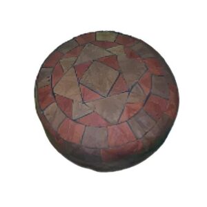 Pouf marocain rond en cuir - grande taille