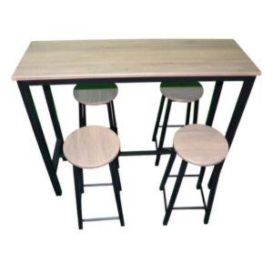 Mange debout ou table haute rond avec pieds en métal - blanc 14 Table haute rectangulaire avec pieds en métal et 4 tabourets - bois imitation frêne
