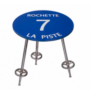 Table basse ronde style montagne en métal - Bleu