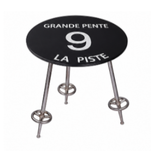 Table basse ronde style montagne en métal - noir