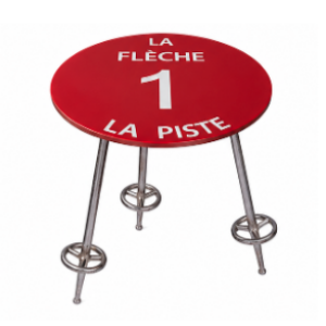 Table basse ronde style montagne en métal - rouge