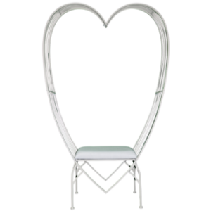 Assise blanche avec coussin gris 11 Chaise cœur en métal - blanc