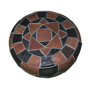 Pouf marocain rond en cuir - taille moyenne