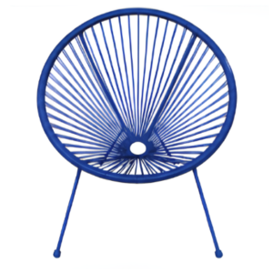 Assise blanche avec coussin gris 21 Fauteuil à fil avec pieds métal - bleu royal