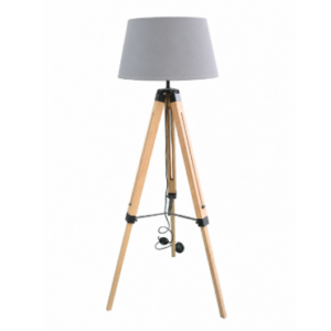 Lampe grise en bois et tissu