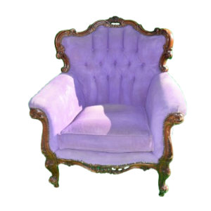 Assise blanche avec coussin gris 24 Fauteuil avec dossier en bois - violet