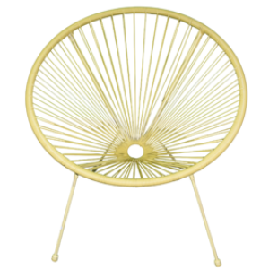 Assise blanche avec coussin gris 22 Fauteuil à fil avec pieds métal - jaune
